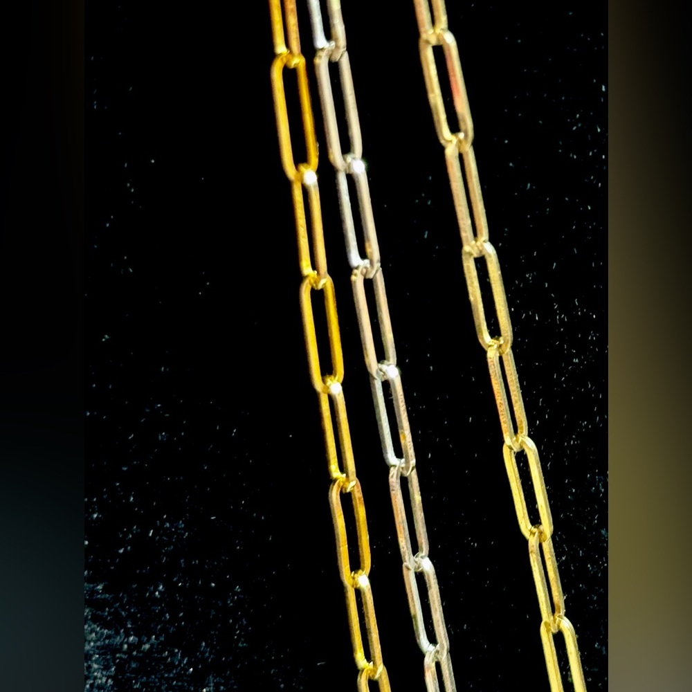 Vintage Dior Triple Chain Silver Gold Necklace - Picture 2 of 5